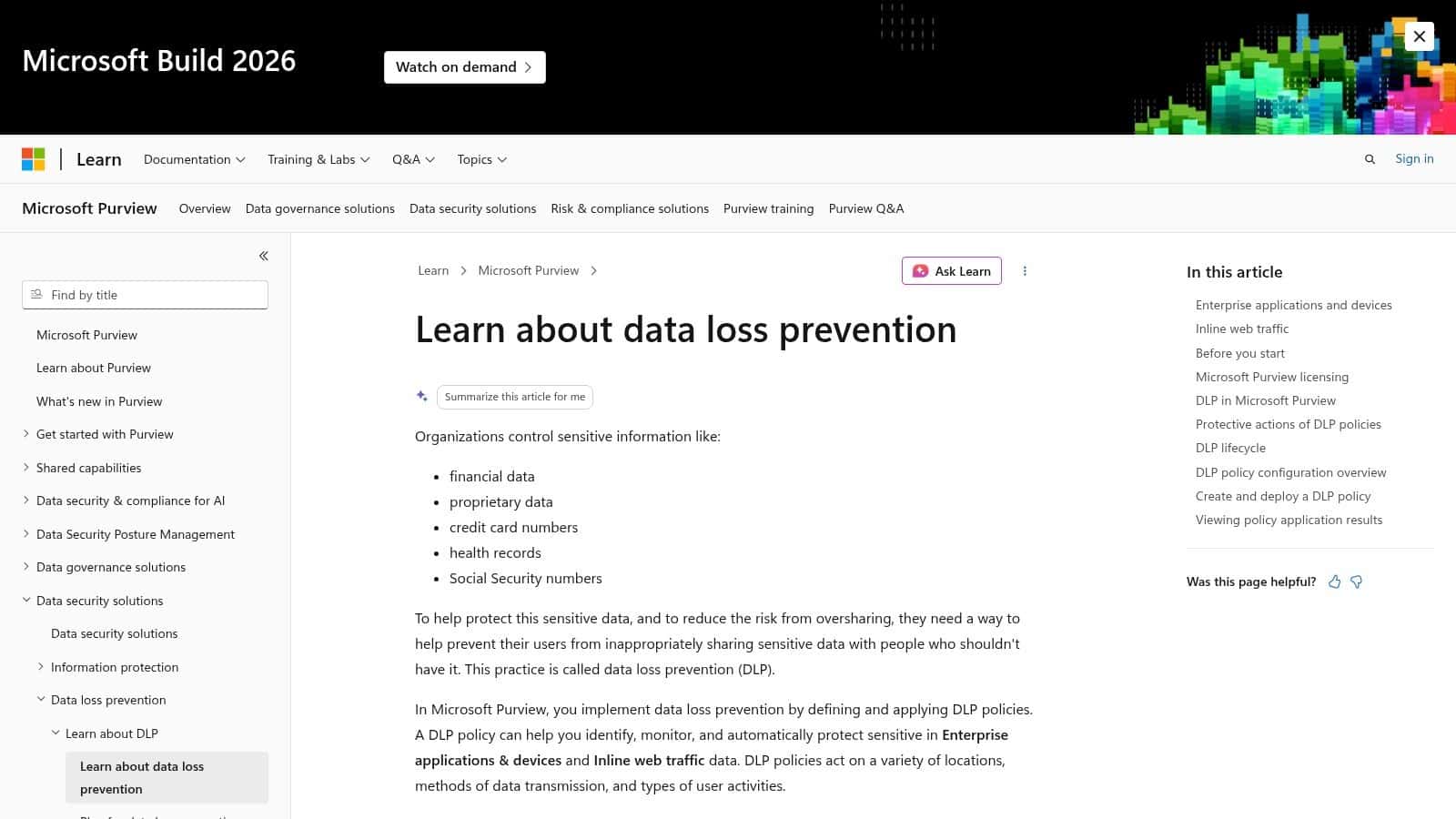 Screenshot from https://learn.microsoft.com/en-us/purview/dlp-learn-about-dlp